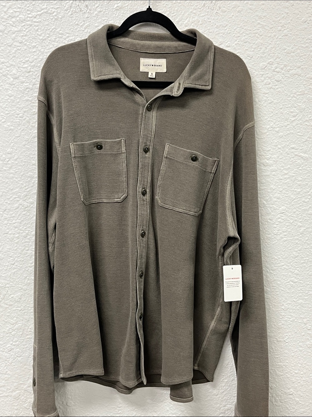 Lucky Brand Washed Olive Button-Down Shirt Jacket